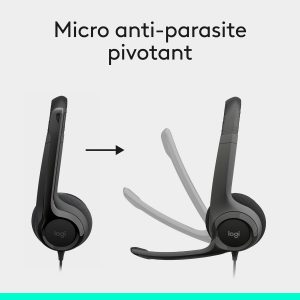 Logitech H390 Casque Filaire pour PC/Ordinateur Portable, Casque Stéréo avec Microphone Antibruit, USB-A, Commandes En Ligne, Compatible avec Chromebook - Noir