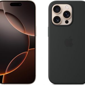 Apple iPhone 16 Pro 1 to - Titane Blanc + Coque en Silicone avec MagSafe - Denim
