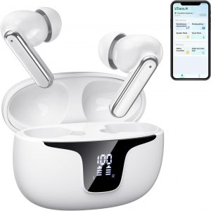 Olycism Traducteur Instantané - Écouteur Traducteur avec 150 Langues, Longue Autonomie, Bluetooth 5.4 et 6 Modes pour une Communication Sans Accroc pour les Réunions, l&amp;apos;Apprentissage et les Voyages