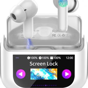 AI Écouteur Traducteur Instantané 164 Langues, ANC/ENC Réduction du Bruit, 7 Modes de Traduction, Écran Tactile LED, IPX7 Étanche, 48H Autonomie, Casque 3-en-1 Musique/Appels/Traducteur