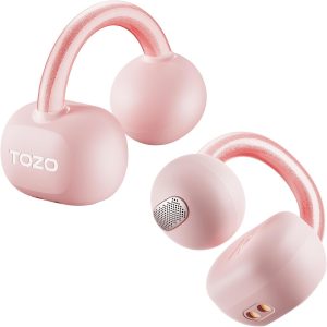 TOZO OpenEarRing Écouteurs Bluetooth sans Fil Ecouteurs Bluetooth 5.4 Ultraléger avec Réduction IA de Bruit ORIGX Acoustique EQs Ajustement 40H d&amp;apos;Autonomie LED Écran USB Type C IPX5 Noir