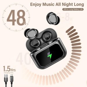Ecouteurs Bluetooth Sans Fil, Mini Écouteurs de Sommeil avec Écran Tactile, HiFi Stéréo Casque Bluetooth 5.4 Appels Clairs, IP7 Étanche Écouteurs Intra-Auriculaires pour Dormir Sur le Côté, Or Rose