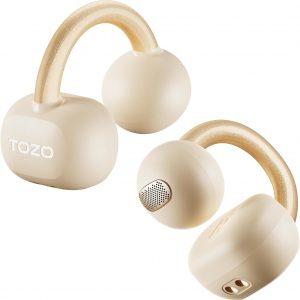 TOZO OpenEarRing Écouteurs Bluetooth sans Fil Ecouteurs Bluetooth 5.4 Ultraléger avec Réduction IA de Bruit ORIGX Acoustique EQs Ajustement 40H d&amp;apos;Autonomie LED Écran USB Type C IPX5 Noir
