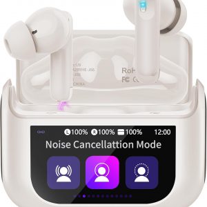 AI Écouteur Traducteur Instantané 164 Langues, ANC/ENC Réduction du Bruit, 7 Modes de Traduction, Écran Tactile LED, IPX7 Étanche, 48H Autonomie, Casque 3-en-1 Musique/Appels/Traducteur
