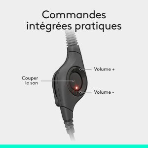 Logitech H390 Casque Filaire pour PC/Ordinateur Portable, Casque Stéréo avec Microphone Antibruit, USB-A, Commandes En Ligne, Compatible avec Chromebook - Noir