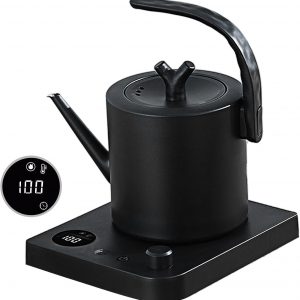 Bouilloire électrique Smart col de cygne 1.0 litre avec réglage de la température, 40-100°C ajustable, 304 acier inoxydable, 36 heures de conservation thermique, Anti-Dry Burn Protection, Matte Black