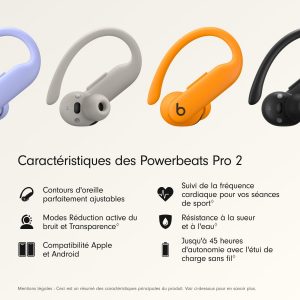 Beats Powerbeats Pro 2 Écouteurs Bluetooth sans Fil- Suppression du Bruit, Suivi de la fréquence Cardiaque, IPX4, Jusquʼà 45H avec Étui de Recharge, Compatible Apple & Android - Orange électrique