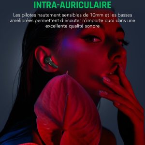 Black Shark Ecouteurs Bluetooth sans Fil avec Latence Ultra-Faible de 0,035s, Double Micro à Suppression du Bruit Ambiant, Bluetooth 5.3, Indice d’Étanchéité IPX5, Autonomie de 28h, Ecouteurs Gaming