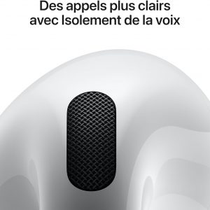 Apple AirPods 4 Écouteurs sans Fil, Casques et écouteurs Bluetooth, Audio Spatial personnalisé, résistance à la Transpiration et l’Eau, boîtier de Charge USB-C, Puce H2, Jusqu’à 24 Heures d’autonomie