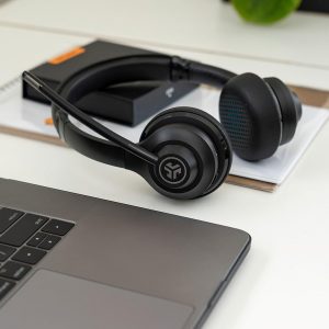 JLab Go Work Casque Bluetooth sans Fil avec Micro, 2e Génération - +55h d&apos;Autonomie, Bluetooth ou Dongle USB-C avec Connexion Multipoint pour Ordinateurs PC, Portables - Filaire ou sans Fil