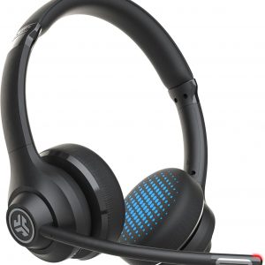 JLab Go Work Casque Bluetooth sans Fil avec Micro, 2e Génération - +55h d&apos;Autonomie, Bluetooth ou Dongle USB-C avec Connexion Multipoint pour Ordinateurs PC, Portables - Filaire ou sans Fil