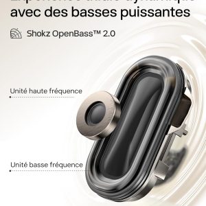 SHOKZ OpenFit 2 Casque à Oreilles Libres, écouteurs Bluetooth sans Fil avec Micro, écouteurs avec Crochet d&apos;oreille et 48 Heures de Lecture, Charge Rapide, résistance IP55, Sac de Transport, Noir