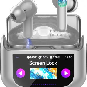 AI Écouteur Traducteur Instantané 164 Langues, ANC/ENC Réduction du Bruit, 7 Modes de Traduction, Écran Tactile LED, IPX7 Étanche, 48H Autonomie, Casque 3-en-1 Musique/Appels/Traducteur