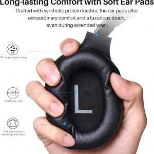 TOZO HT2 Casque Bluetooth sans Fil Ecouteurs Bluetooth 5.3 avec ANC Hybride Hi-Res Audio et ORIGX Acoustique 40mm Contrôleur EQ Ajustement 60H d&amp;apos;Autonomie 3.5mm AUX Audio Câble et USB Type C Noir