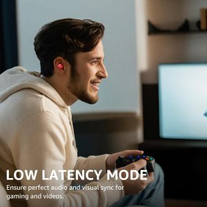 TOZO Hybrid Écouteurs Bluetooth sans Fil, Ecouteurs Bluetooth 5.3 avec Hybride ANC 6 Mics ENC ORIGX 2.0 Acoustique, EQs Ajustement, 59H d&amp;apos;Autonomie, LED Écran, USB Type C, IPX8 Rouge