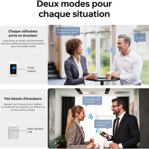ANFIER Écouteurs de traducteur A8 en temps réel - Aucune application requise - Utilisation indépendante - Appareil de traducteur pour 144 langues et accents pour les voyages d&amp;apos;affaires et une