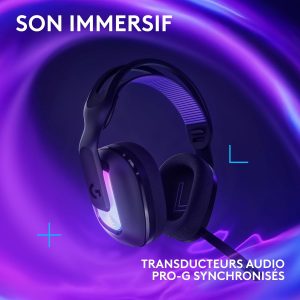 Logitech G G522 LIGHTSPEED casque gaming sans fil, LIGHTSYNC RVB, micro bande passante complète et audio synchronisé avancé, triple connectivité - LIGHTSPEED, Bluetooth, USB-A vers USB-C pour PC -Noir