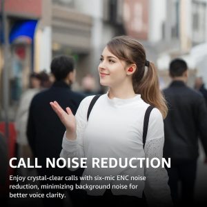 TOZO Hybrid Écouteurs Bluetooth sans Fil, Ecouteurs Bluetooth 5.3 avec Hybride ANC 6 Mics ENC ORIGX 2.0 Acoustique, EQs Ajustement, 59H d&amp;apos;Autonomie, LED Écran, USB Type C, IPX8 Rouge