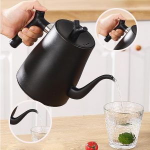 Bouilloire électrique Smart col de cygne 1.0 litre avec réglage de la température, 40-100°C ajustable, 304 acier inoxydable, 36 heures de conservation thermique, Anti-Dry Burn Protection, Matte Black