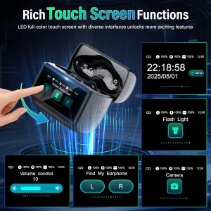 ZYHKON Ecouteurs Bluetooth sans Fil, Écouteur Bluetooth 5.4 avec Écran Tactile Multifonction, Stéréo Immersif Ecouteurs sans Fil avec Réduction du Bruit ANC ENC/Mode 5 EQ, IP7 Étanche, Bleu