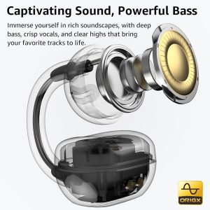 TOZO OpenEarRing Écouteurs Bluetooth sans Fil Ecouteurs Bluetooth 5.4 Ultraléger avec Réduction IA de Bruit ORIGX Acoustique EQs Ajustement 40H d&amp;apos;Autonomie LED Écran USB Type C IPX5 Noir