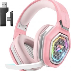 Ozeino Casque Gaming Sans Fil pour PC PS5 PS4, 2.4GHz Audio sans perte, USB & Type-C casque de jeu Ultra Stable avec Microphone Flip, Casque Gamer avec batterie 40 heures pour Switch Laptop Mobile Mac