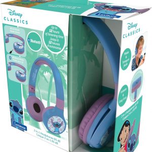 Lexibook - Disney Stitch - Casque Audio 2-en-1 Bluetooth & Filaire avec Micro et Bouton de contrôle, Pliable et Ajustable, Batterie Rechargeable Longue durée - HPBT010D