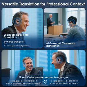Olycism Traducteur Instantané - Écouteur Traducteur avec 150 Langues, Longue Autonomie, Bluetooth 5.4 et 6 Modes pour une Communication Sans Accroc pour les Réunions, l&amp;apos;Apprentissage et les Voyages