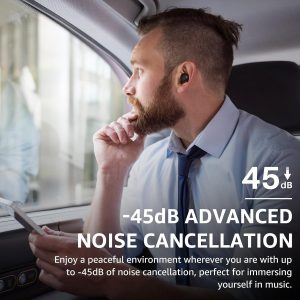 TOZO Hybrid Écouteurs Bluetooth sans Fil, Ecouteurs Bluetooth 5.3 avec Hybride ANC 6 Mics ENC ORIGX 2.0 Acoustique, EQs Ajustement, 59H d&amp;apos;Autonomie, LED Écran, USB Type C, IPX8 Noir