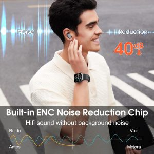 Ecouteur Traducteur Instantané, 40 Heure Bluetooth 5.4 Ecouteurs sans Fil avec 164 Langues, 3 en 1 Écouteur AI Traduction Vocale Instantanée, 7 Modes de Traduction pour Affaires/Études, Noir Profond
