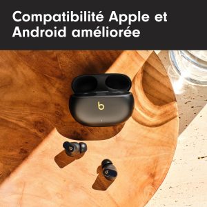 Beats Studio Buds + | Écouteurs Totalement sans Fil avec réduction du Bruit, Compatibilité améliorée avec Apple et Android, Micro intégré, Écouteurs Bluetooth Audio Spatial – Noir/Or