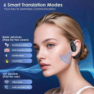 Olycism Traducteur Instantané - Écouteur Traducteur avec 150 Langues, Longue Autonomie, Bluetooth 5.4 et 6 Modes pour une Communication Sans Accroc pour les Réunions, l&amp;apos;Apprentissage et les Voyages