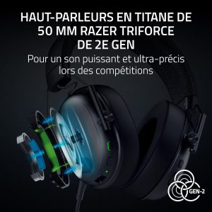 Razer BlackShark V3 - Casque sans Fil pour l’Esport - Haut-parleurs en Titane de 50mm - Micro HyperClear Amovible - THX Spatial Audio - Wireless 2,4Ghz & Bluetooth - Profils FPS - PC/Mac | Noir