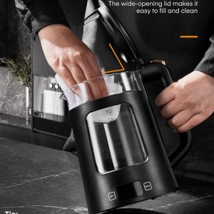 Bouilloire Électrique, 1.7L Bouilloire en Verre avec Maintien au Chaud, 5 Contrôles de Température, 2200W Ébullition Rapide, Arrêt Automatique et Protection Contre L&amp;apos;ébullition à Sec