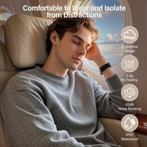 Ecouteurs Bluetooth Sans Fil, Mini Écouteurs de Sommeil avec Écran Tactile, HiFi Stéréo Casque Bluetooth 5.4 Appels Clairs, IP7 Étanche Écouteurs Intra-Auriculaires pour Dormir Sur le Côté, Or Rose