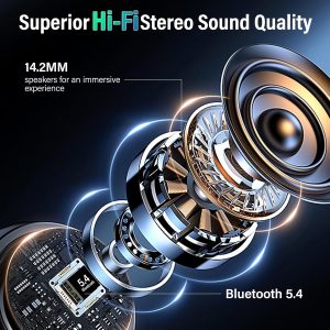 ZYHKON Ecouteurs Bluetooth sans Fil, Écouteur Bluetooth 5.4 avec Écran Tactile Multifonction, Stéréo Immersif Ecouteurs sans Fil avec Réduction du Bruit ANC ENC/Mode 5 EQ, IP7 Étanche, Bleu
