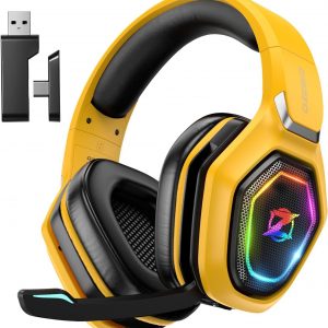 Ozeino Casque Gaming Sans Fil pour PC PS5 PS4, 2.4GHz Audio sans perte, USB & Type-C casque de jeu Ultra Stable avec Microphone Flip, Casque Gamer avec batterie 40 heures pour Switch Laptop Mobile Mac