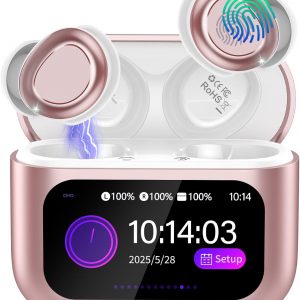 Ecouteurs Bluetooth Sans Fil, Mini Écouteurs de Sommeil avec Écran Tactile, HiFi Stéréo Casque Bluetooth 5.4 Appels Clairs, IP7 Étanche Écouteurs Intra-Auriculaires pour Dormir Sur le Côté, Or Rose
