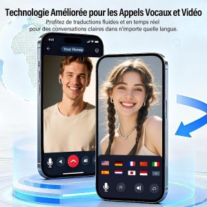 AI Écouteur Traducteur Instantané 164 Langues, ANC/ENC Réduction du Bruit, 7 Modes de Traduction, Écran Tactile LED, IPX7 Étanche, 48H Autonomie, Casque 3-en-1 Musique/Appels/Traducteur