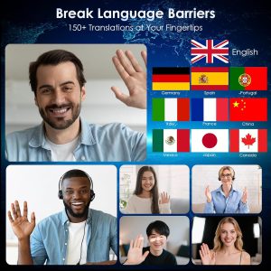Olycism Traducteur Instantané - Écouteur Traducteur avec 150 Langues, Longue Autonomie, Bluetooth 5.4 et 6 Modes pour une Communication Sans Accroc pour les Réunions, l&amp;apos;Apprentissage et les Voyages