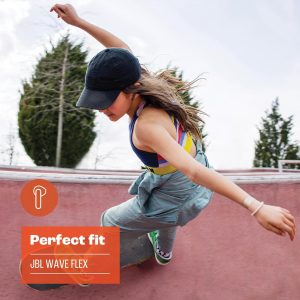 JBL Wave Flex, Écouteurs Intra-Auriculaires Sans Fil, Resistance à l&apos;Eau IP54 et IPX2, Technologie TalkThru et AmbientAware, Autonomie de 32 heures, en Noir