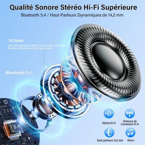 AI Écouteur Traducteur Instantané 164 Langues, ANC/ENC Réduction du Bruit, 7 Modes de Traduction, Écran Tactile LED, IPX7 Étanche, 48H Autonomie, Casque 3-en-1 Musique/Appels/Traducteur