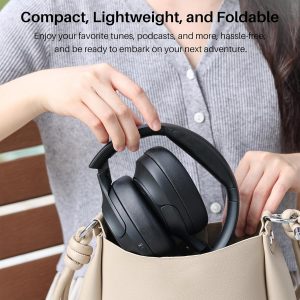 TOZO HT2 Casque Bluetooth sans Fil Ecouteurs Bluetooth 5.3 avec ANC Hybride Hi-Res Audio et ORIGX Acoustique 40mm Contrôleur EQ Ajustement 60H d&amp;apos;Autonomie 3.5mm AUX Audio Câble et USB Type C Noir