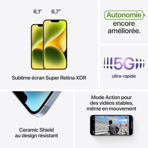 Apple iPhone 14, 128 GB, Jaune Reconditionné